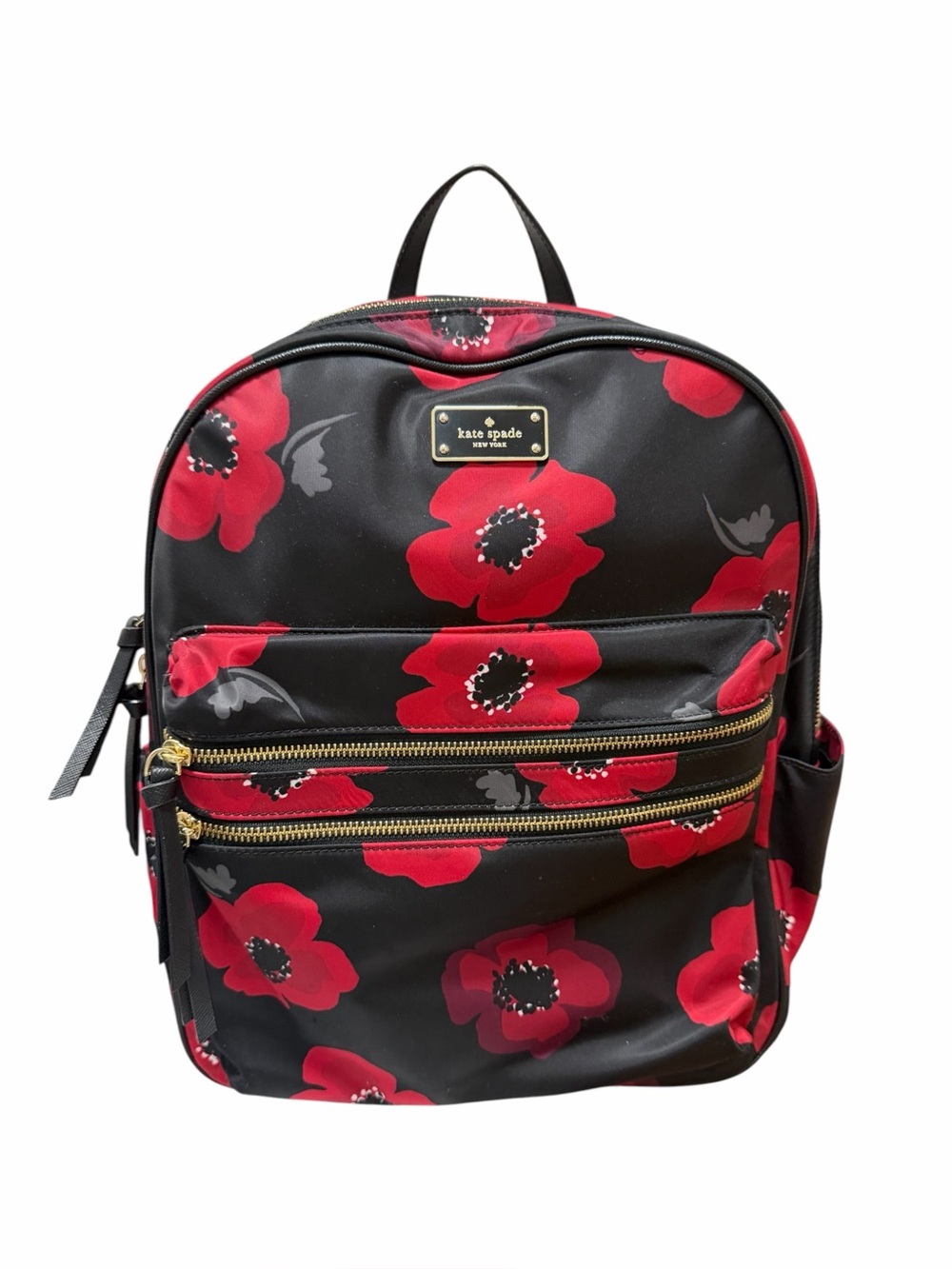 Kate Spade Floral Black/Red Polyester Backpack Handbag
